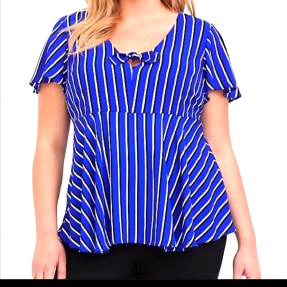 TORRID Asymmetrical Babydoll Striped with Bow NWOT